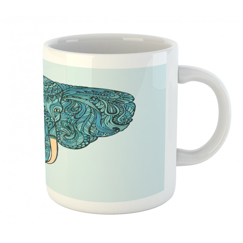 Elephant Head Motif Pattern Mug