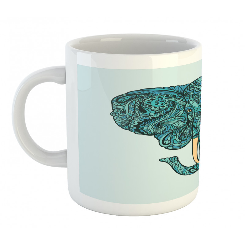 Elephant Head Motif Pattern Mug