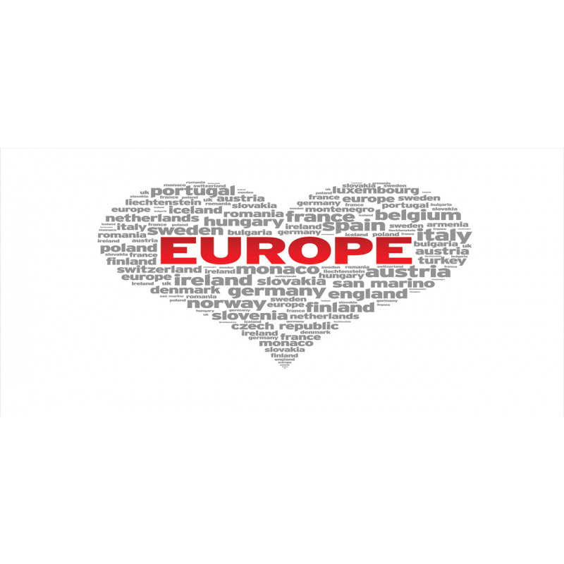 European Country Names Heart Mug