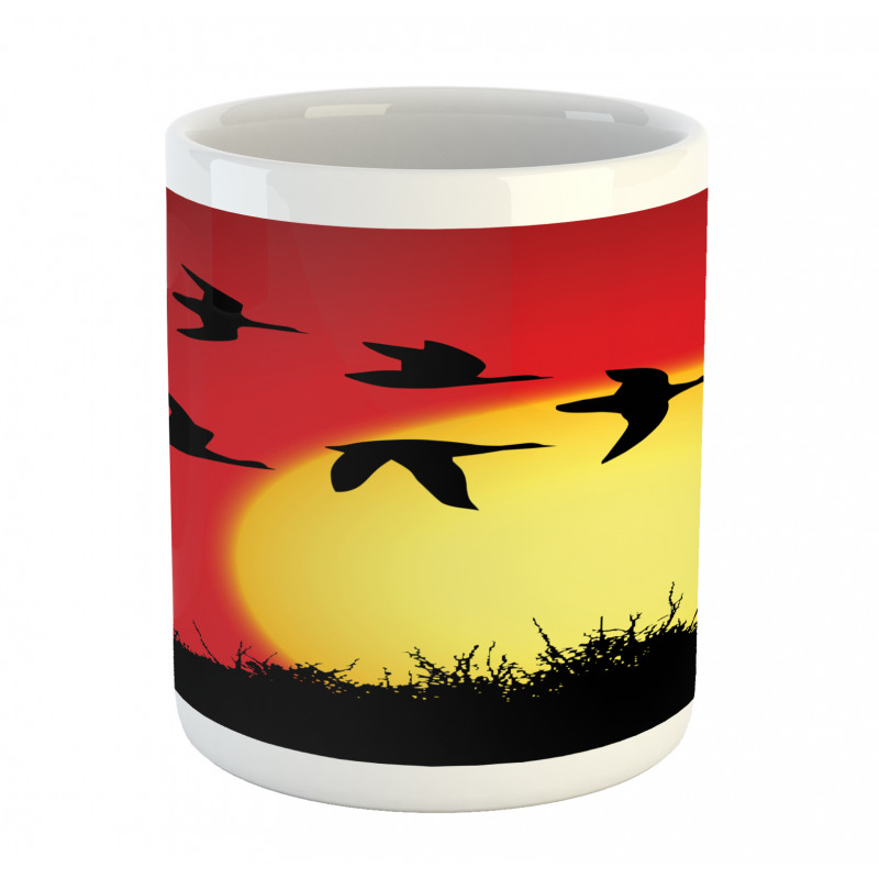 Skein of Geese Migrate Sunset Mug