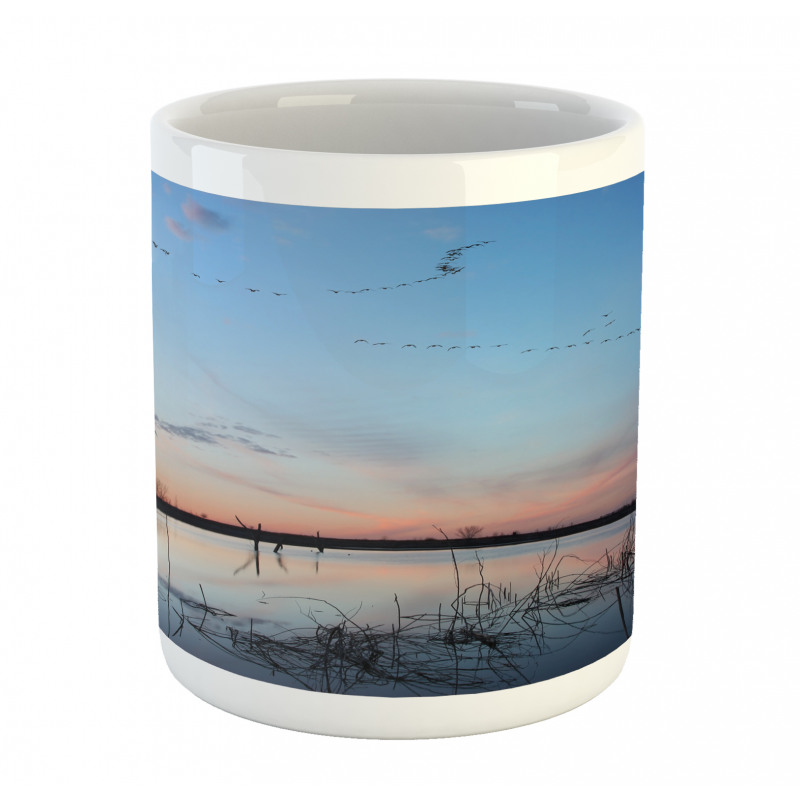 Geese Flying Across Wild Lake Mug