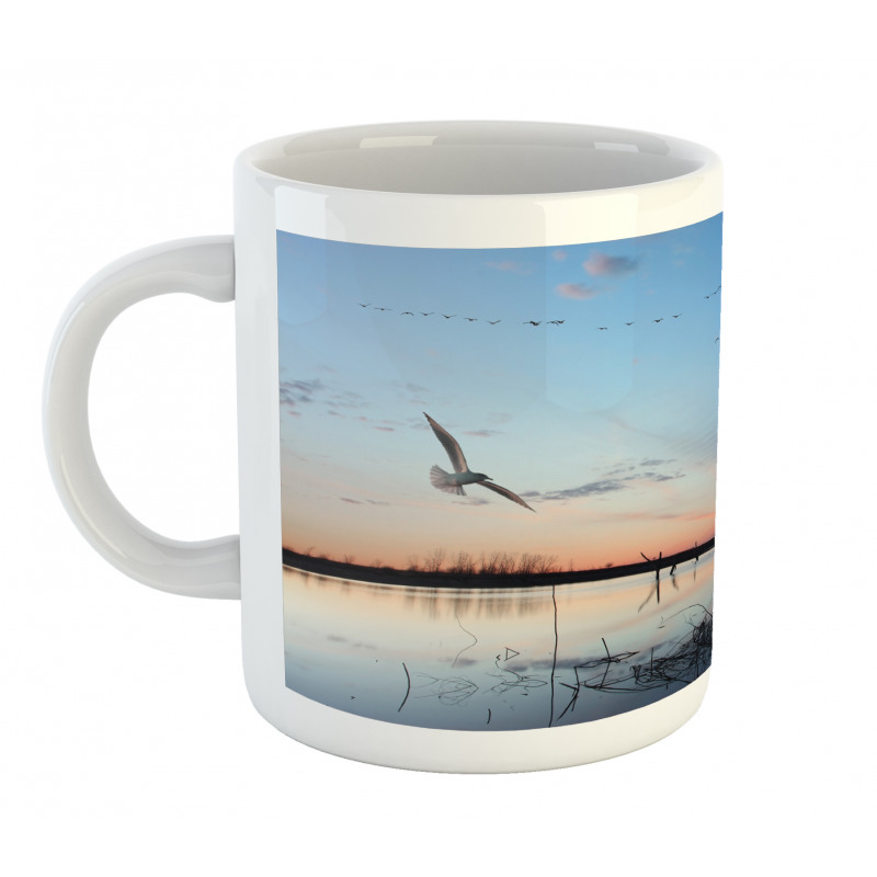 Geese Flying Across Wild Lake Mug