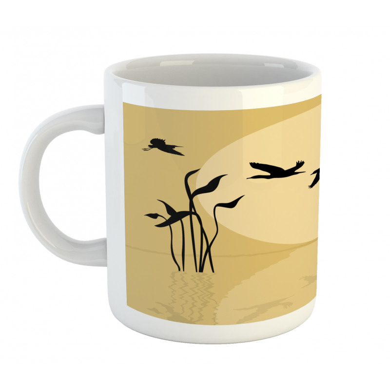 Flying Birds over Lake Sun Mug