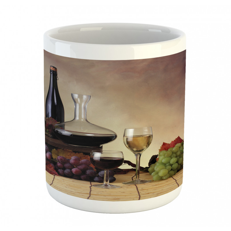 Grapes Wines Bottles Glasses Mug