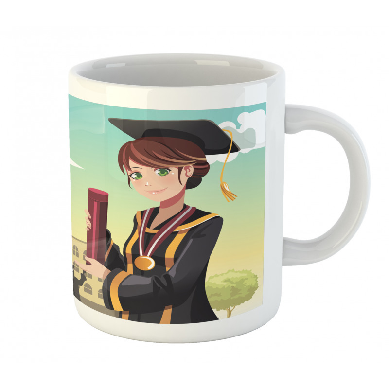 Girl Holding Diploma Mug