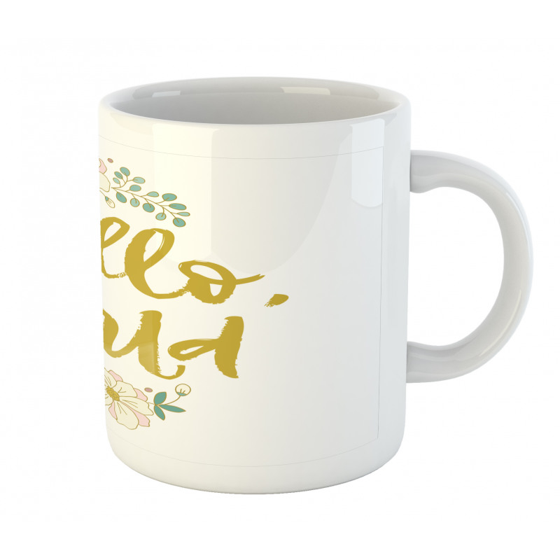 Floral Hello World Lettering Mug