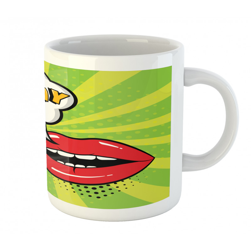 Retro Comic Balloon Lips Art Mug