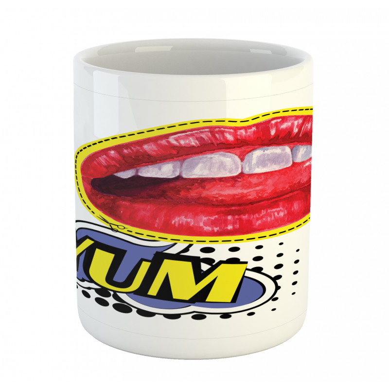 Woman Lips Wording Pop Artwork Mug