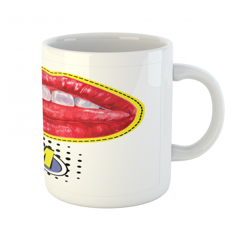 Woman Lips Wording Pop Artwork Mug