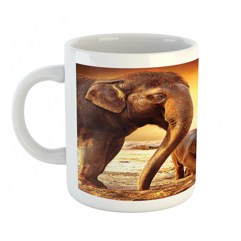 Mother Baby Elephant Family Mug