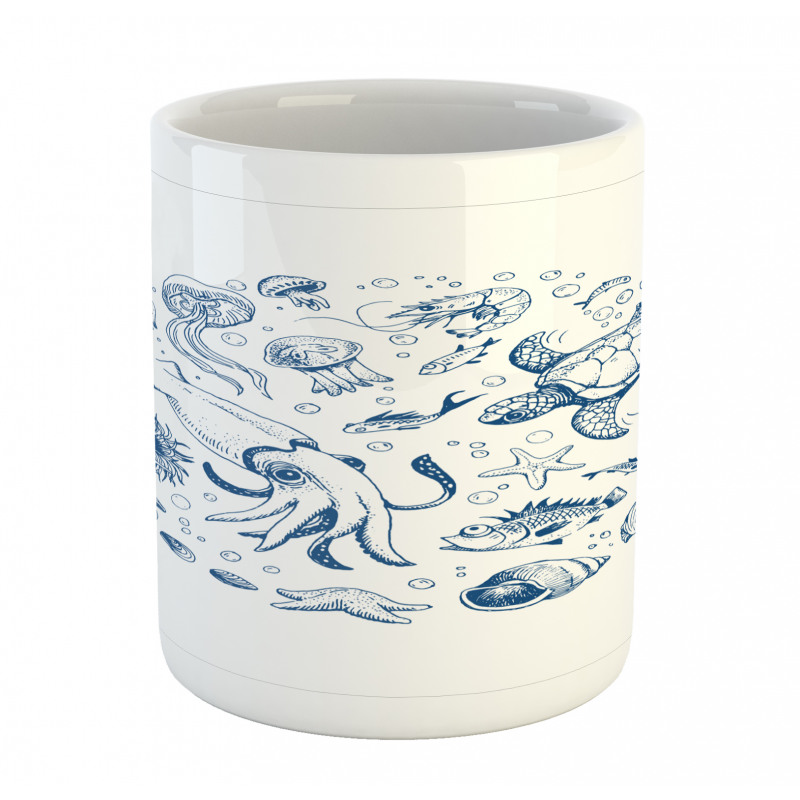 Jellyfish Turtle and Shell Mug