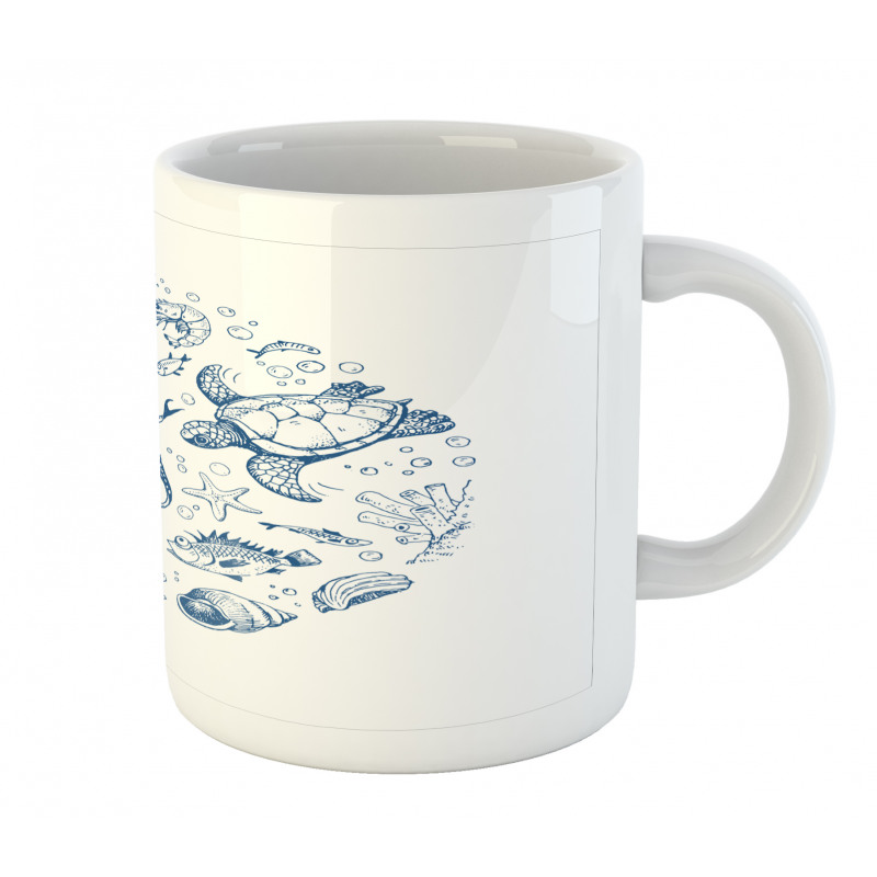 Jellyfish Turtle and Shell Mug