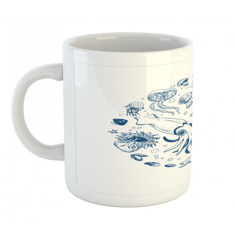 Jellyfish Turtle and Shell Mug