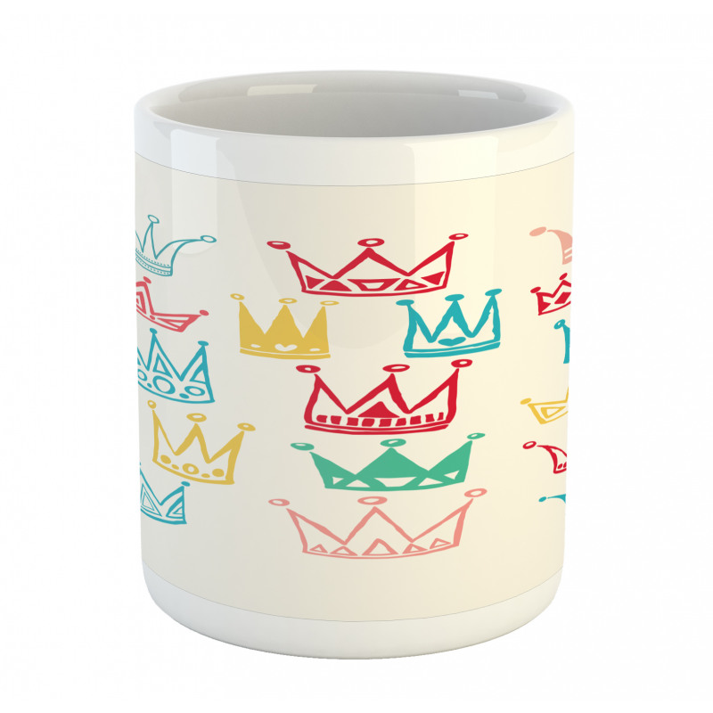 Cartoonish Colorful Crowns Mug