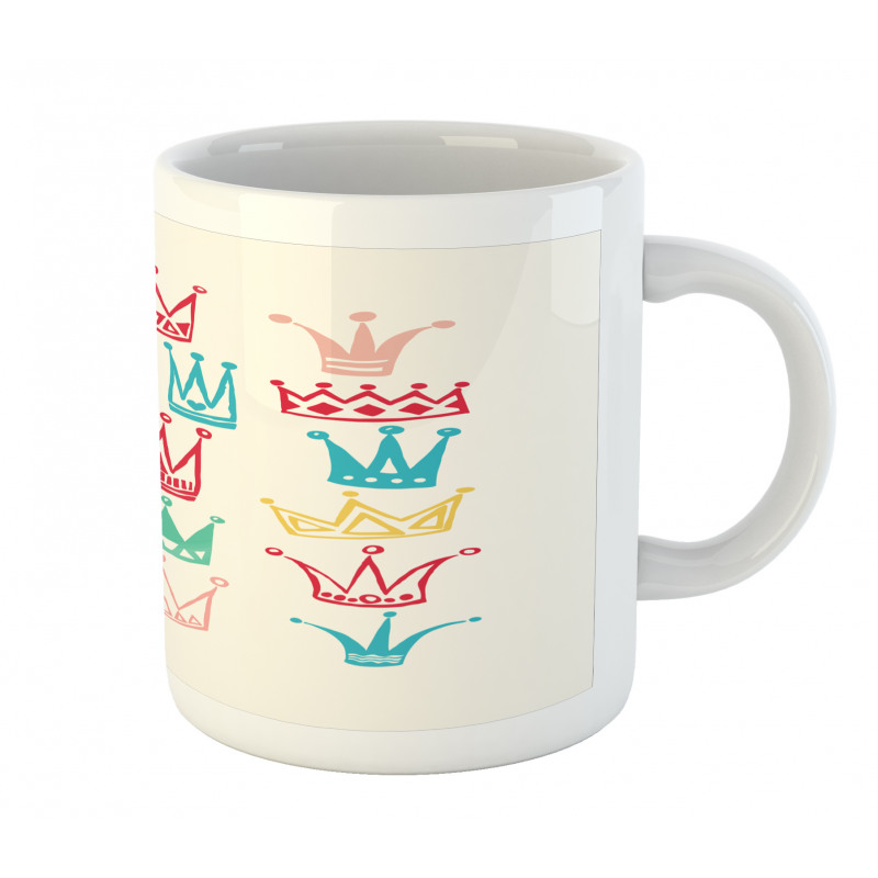 Cartoonish Colorful Crowns Mug