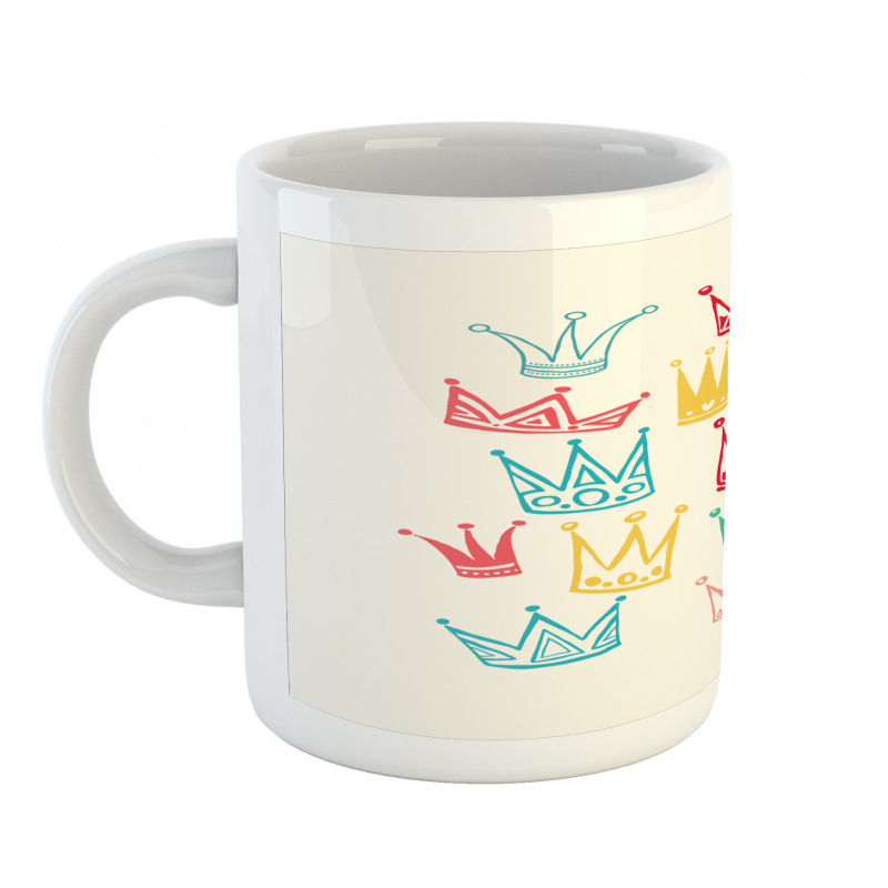 Cartoonish Colorful Crowns Mug