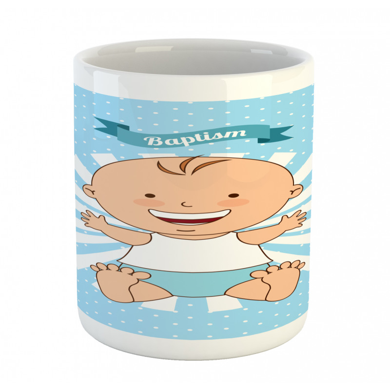 Happy Boy on Stripes Mug