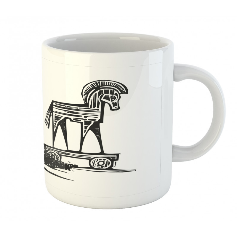 Woodcut Style Greek Trojan Mug