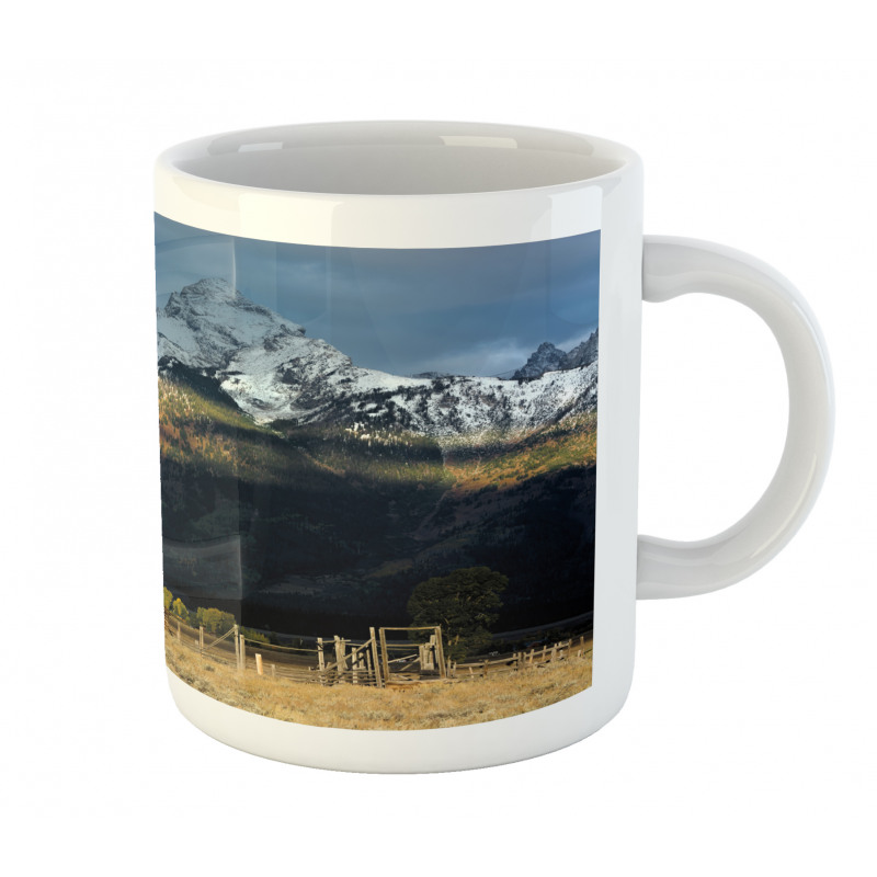 Rustic Wooden Hut Mountains Mug