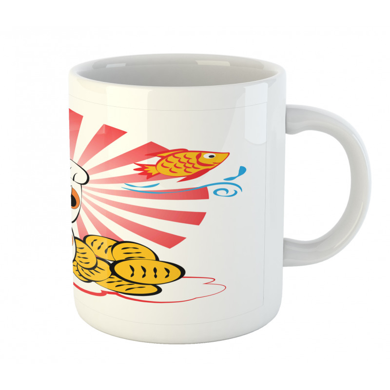 Fishbones Lucky Cat Mug