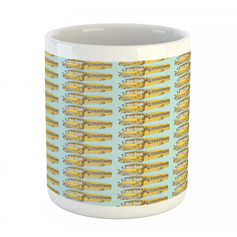 Retro School Bus Pattern Mug