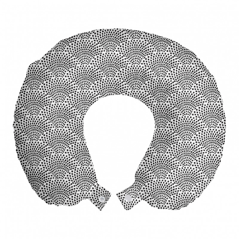 Geometrik Boyun Yastığı Siyah Beyaz Dörtgenler