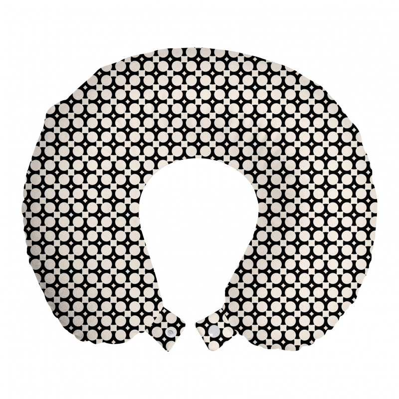 Geometrik Boyun Yastığı Siyah Beyaz Monokrom Motifler Desenli