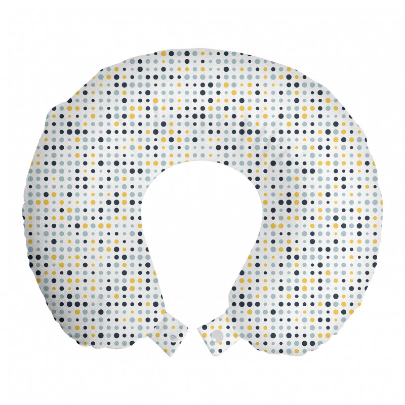 Geometrik Boyun Yastığı Beyaz Fon Üzerinde Mavi ve Sarı Benekler