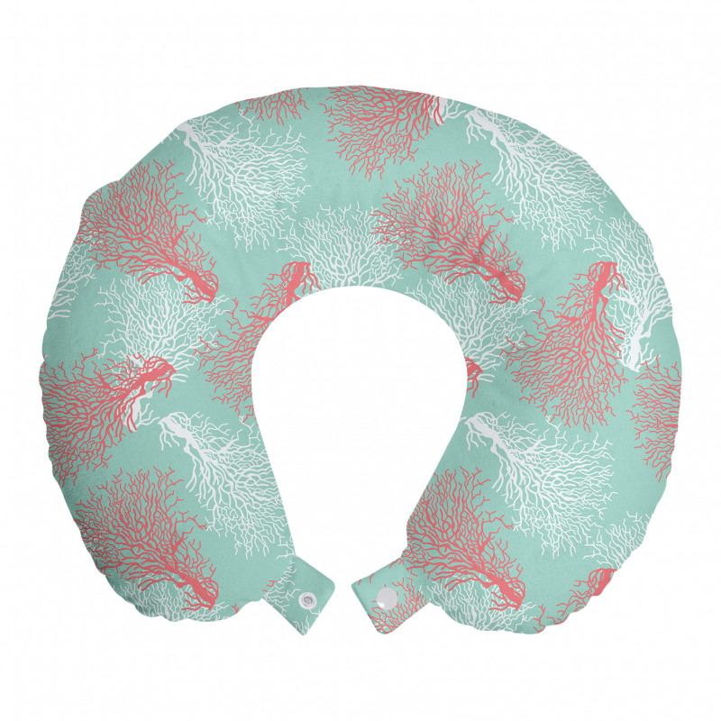 Bitki Boyun Yastığı Pastel Tonda Deniz Okyanus Mercanları Deseni