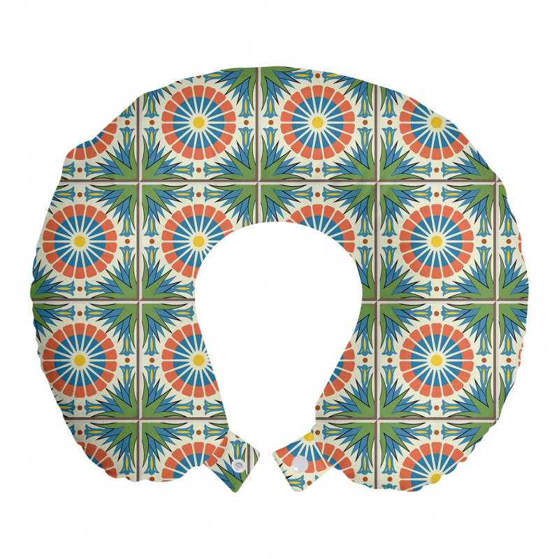 Mozaik Boyun Yastığı Otantik Detaylı Rengarenk Kareli Tasarım