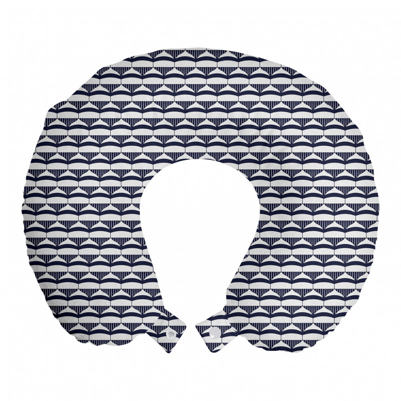 Geometrik Boyun Yastığı Marin Esintili Yatay Çizgili Oval Motif