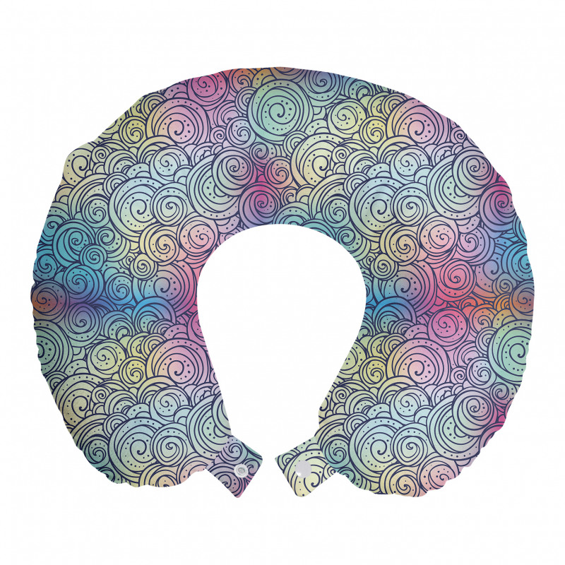 Gökkuşağı Boyun Yastığı Soyut Artistik Sarmal Spiral Şekiller 