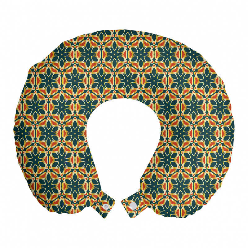 Retro Boyun Yastığı Etnik Görünümlü Geometrik Mozaik Çiçek Motifi