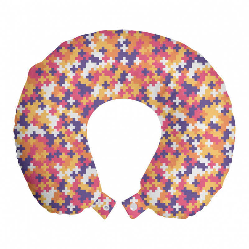 Geometrik Boyun Yastığı Rengarenk Mozaik Desenli