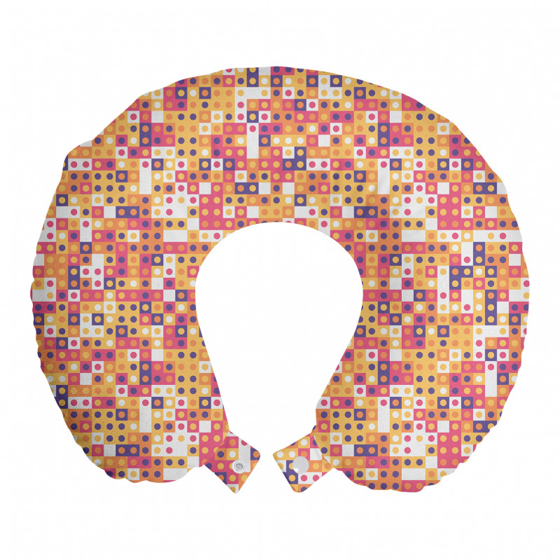 Geometrik Boyun Yastığı Mozaik Kareler Desenli Düzen