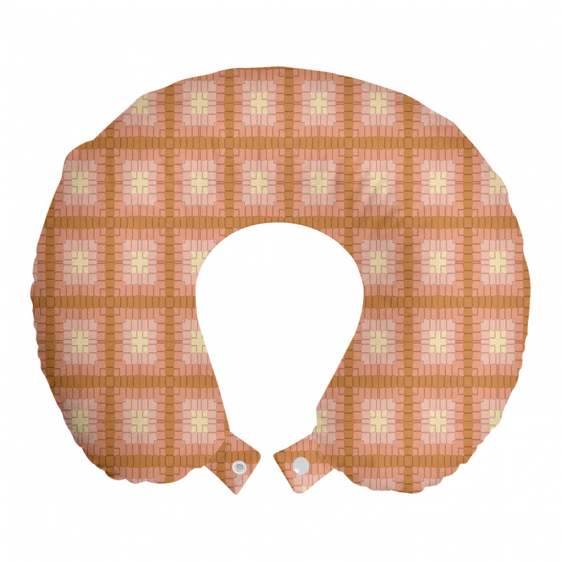 Geometrik Boyun Yastığı Absürt Mozaik Şeftali Tonlarında Kareler