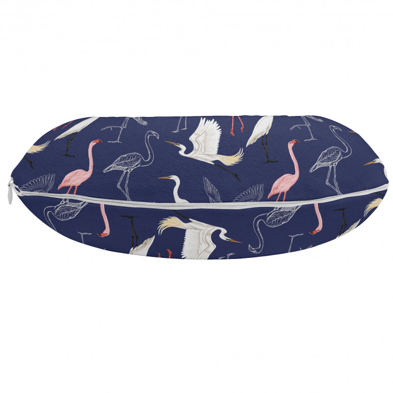 Lacivert Boyun Yastığı Tropik Egzotik Balıkçıl Flamingo Çizimi