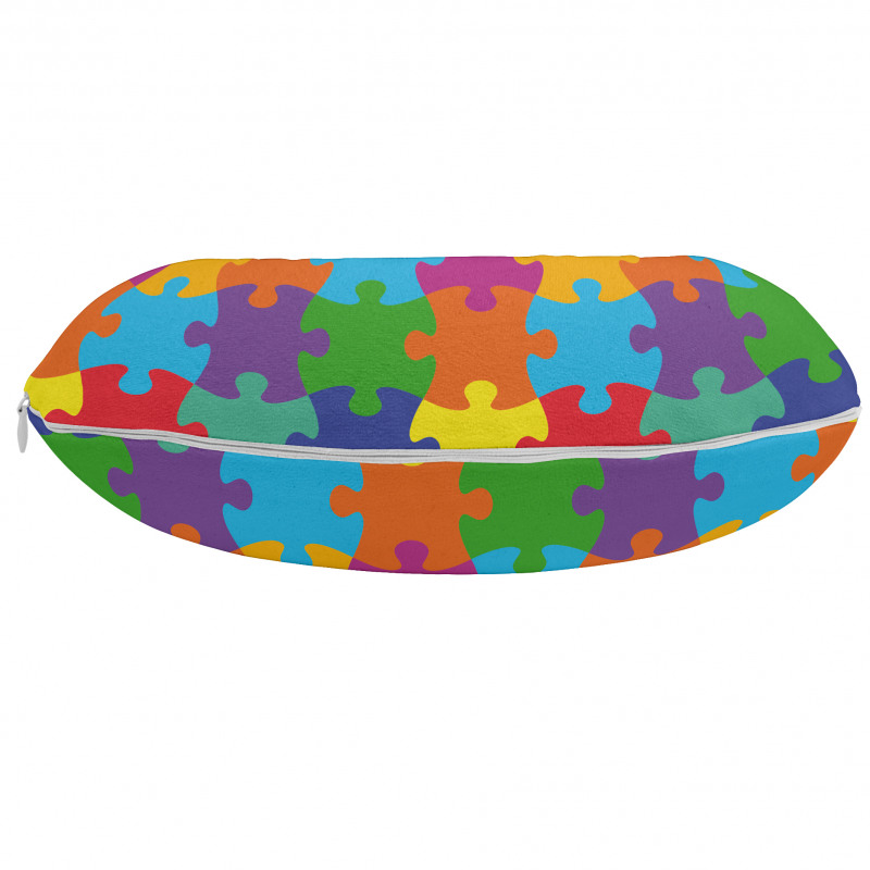 Renkli Boyun Yastığı Çocuksu Tasarım Rengarenk Puzzle Parçaları
