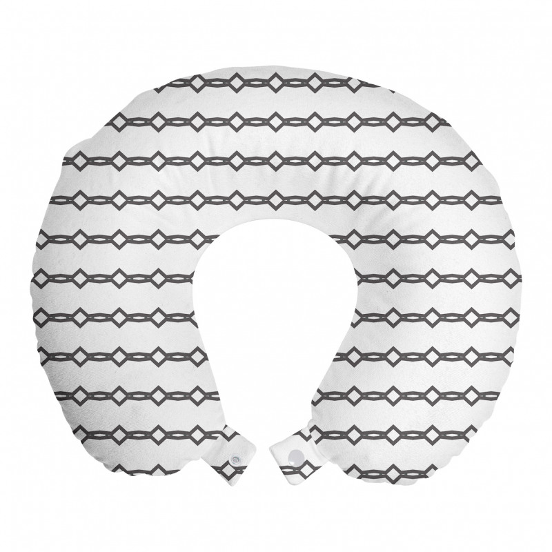 Geometrik Boyun Yastığı Dörtgen Zincirler Desenli