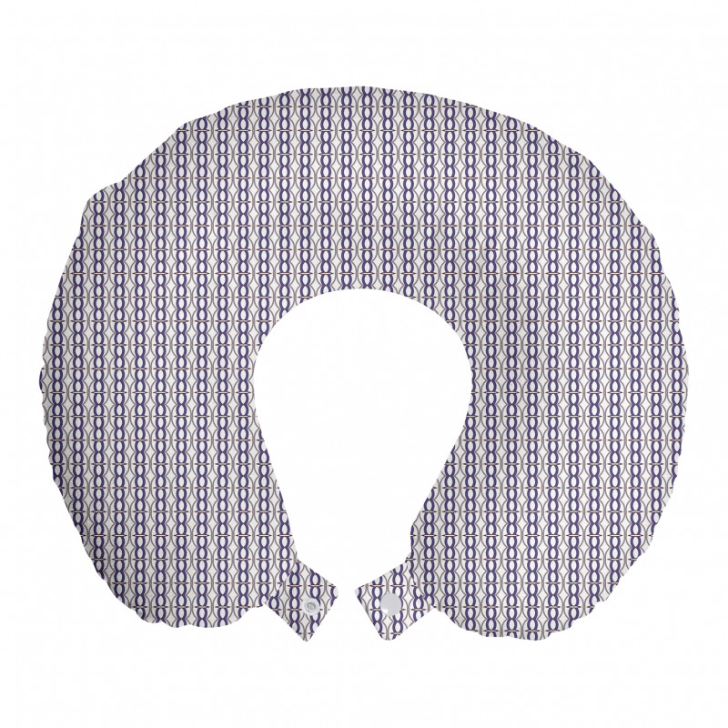 Lacivert Boyun Yastığı İnce İşlemeli Dekoratif Geometrik Motifler