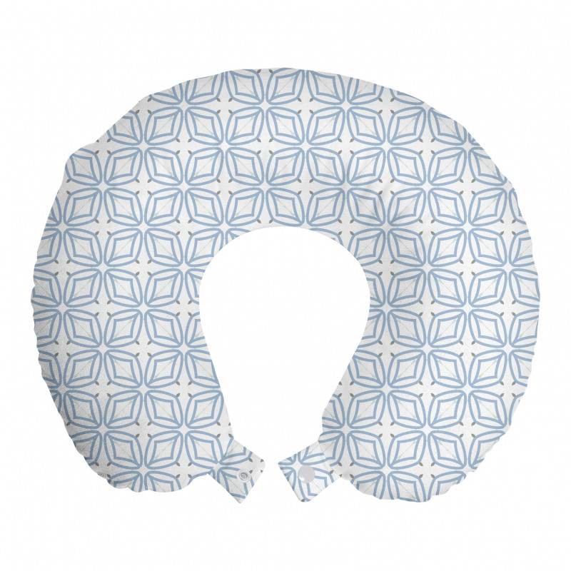 Geometrik Boyun Yastığı Dekoratif Oval Gelen Mavimsi Motifler 