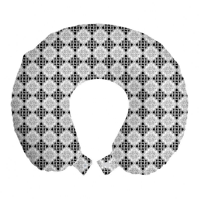 Geometrik Boyun Yastığı Siyah Beyaz Kelt Düğüm