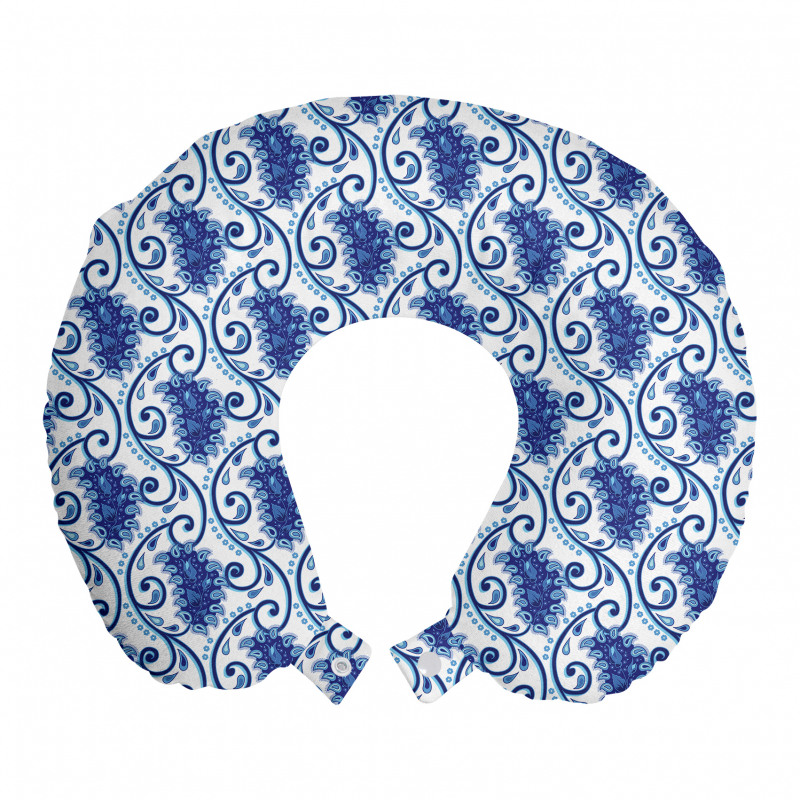 Geometrik Boyun Yastığı Mavi Çini Desenli