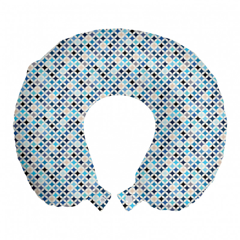 Geometrik Boyun Yastığı Mavi Şık Daire Desenli