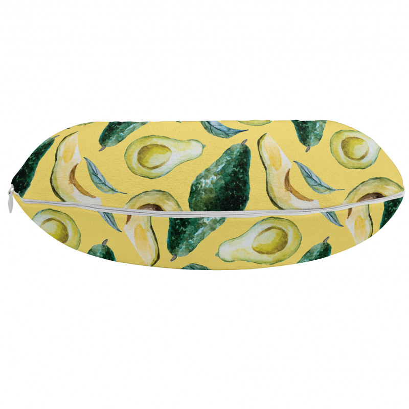 Avokado Boyun Yastığı Sulu Boya Tarzında Çizilmiş Sağlıklı Meyve