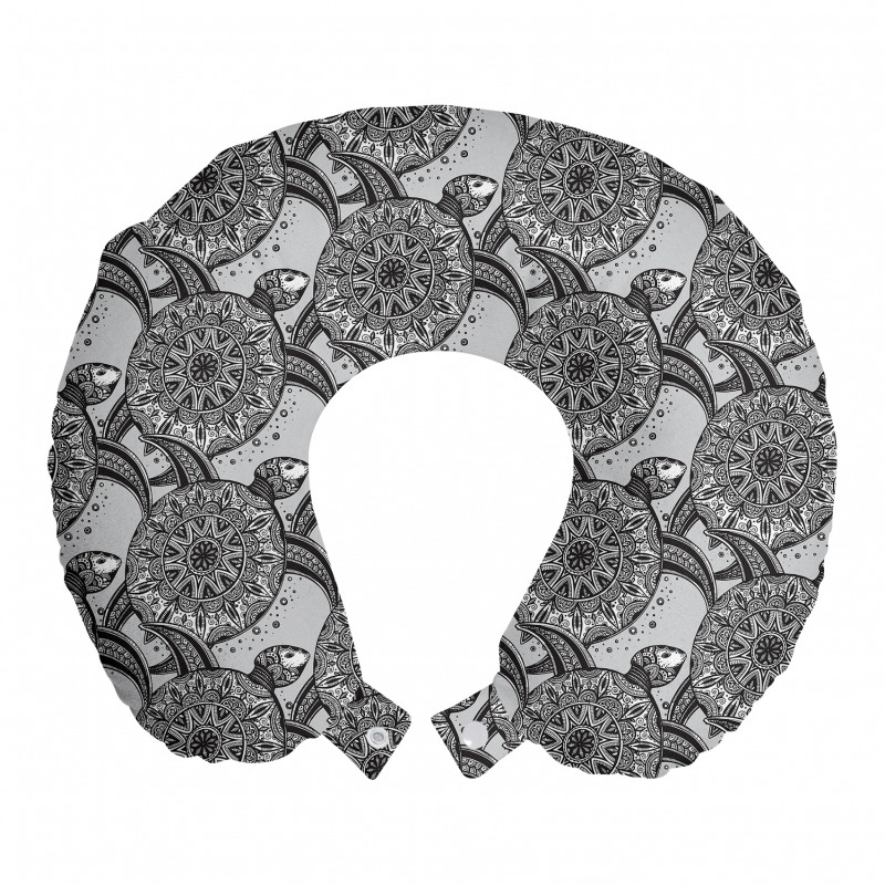Kaplumbağa Boyun Yastığı Kabuğu Çiçekli Desenli Sürüngen Desen