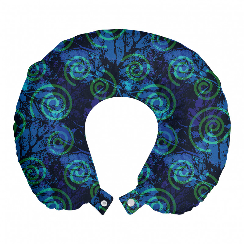 Soyut Boyun Yastığı Mavi Fon Üzerindeki Yeşil Spiraller Desenli