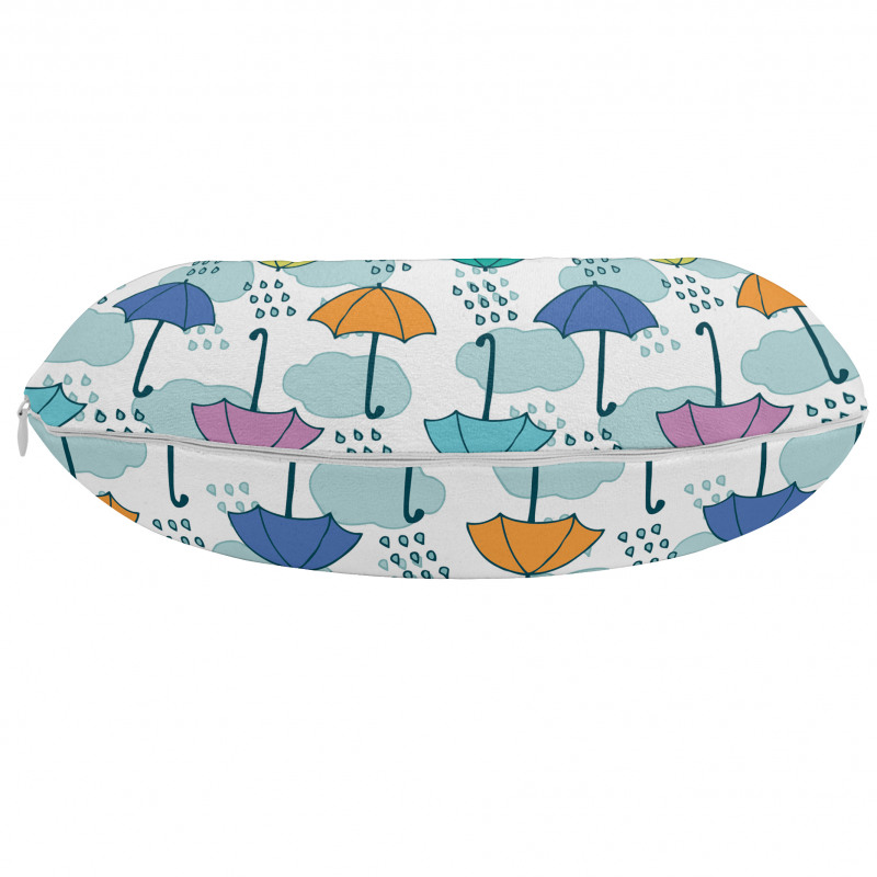Hava Durumu Boyun Yastığı Beyaz Fon Üzerinde Rengarenk Şemsiyeler