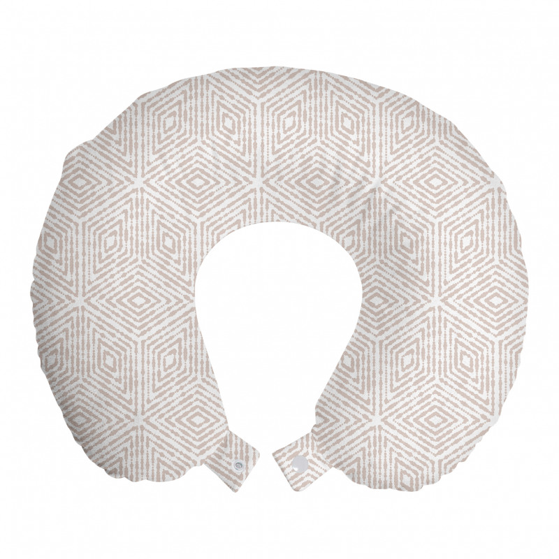 Geometrik Boyun Yastığı Beyaz Fon Üzerindeki Boz Dörtgen Desenli