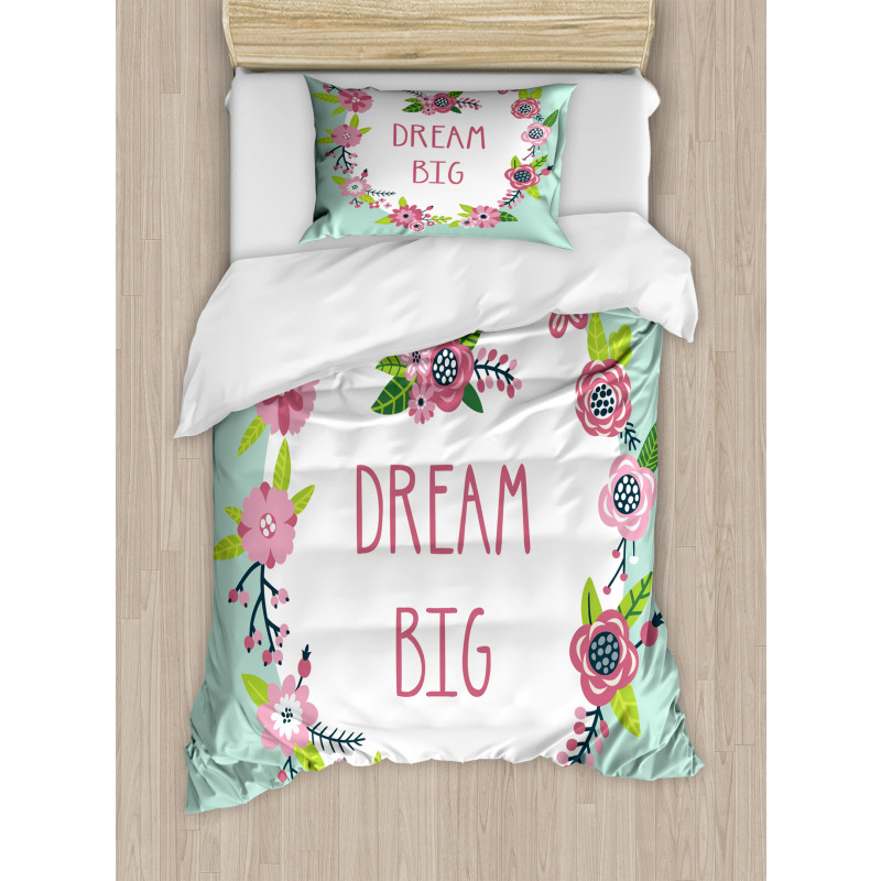 Dream Big in Floral Wreath Duvet Cover Set